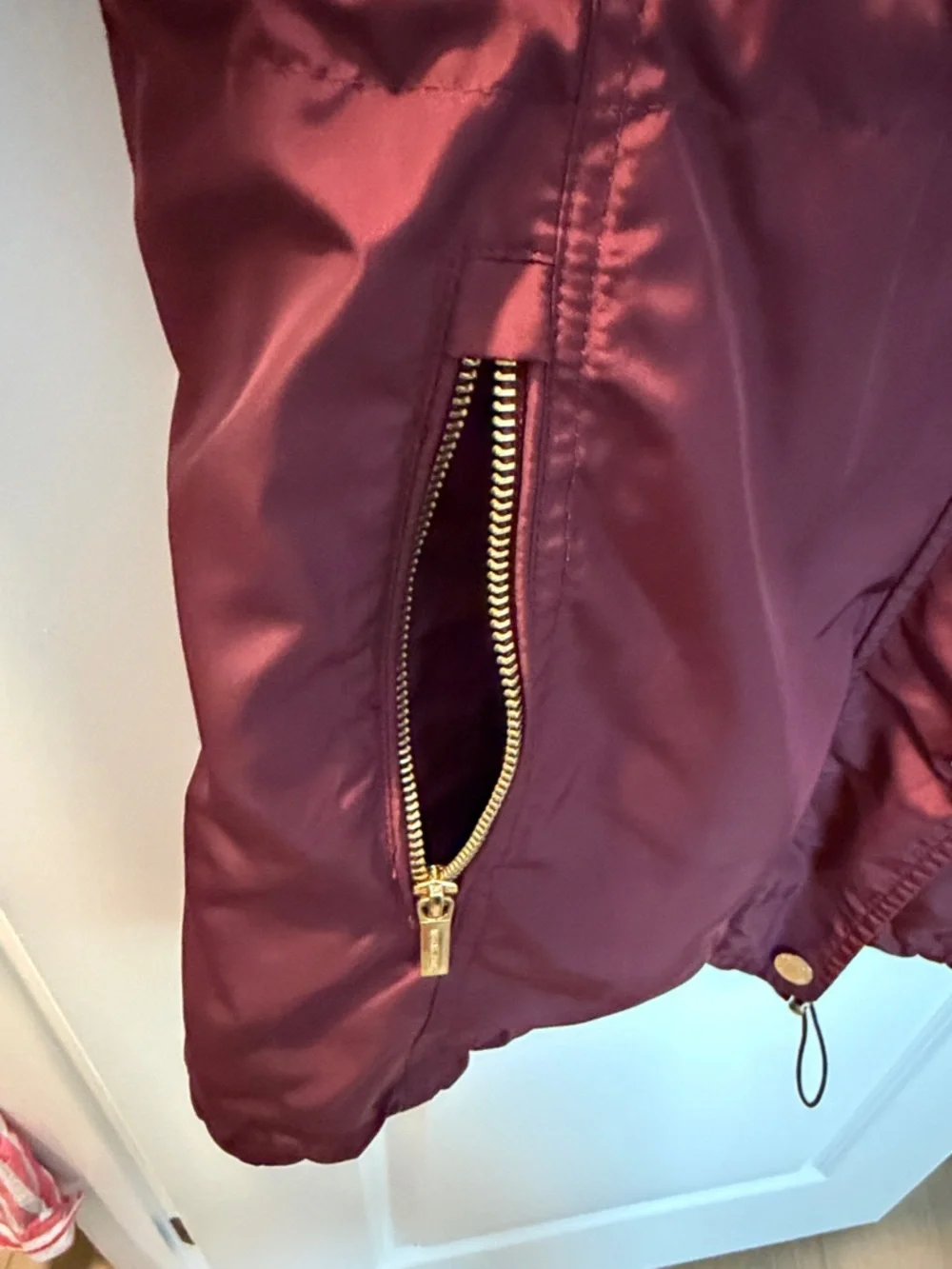 Michael Kors Women's Maroon Rain Jacket with Gold Hardware - Picture 5 of 9
